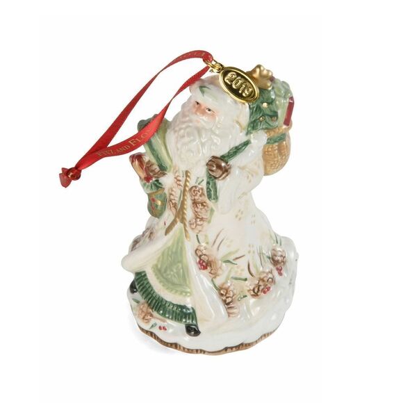 New! FITZ AND FLOYD Forest Frost Holiday Santa Bell Ornament 2019 Gift-Boxed - Picture 1 of 7
